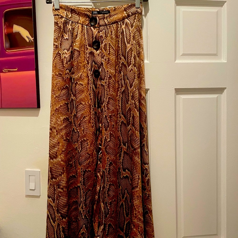 This is an XS long skirt with snake skin design from Zara, barely worn.